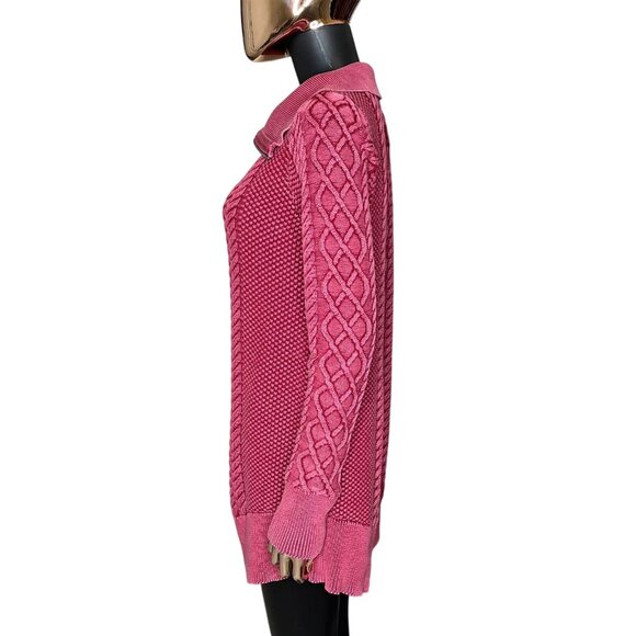 Soft Surroundings Fox Browning's Cable Knit Tunic Sweater M Raspberry Pink - Picture 4 of 12